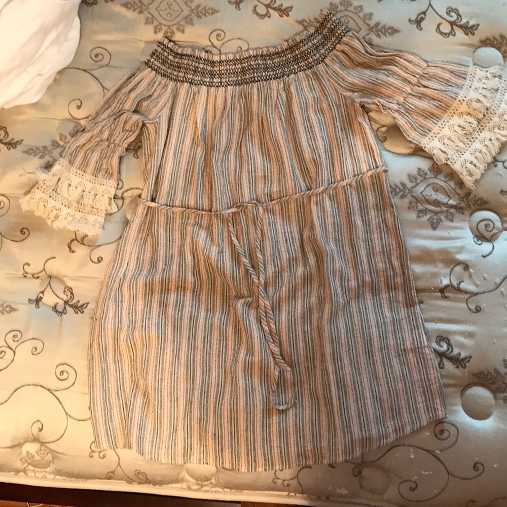 Off the shoulder striped dress